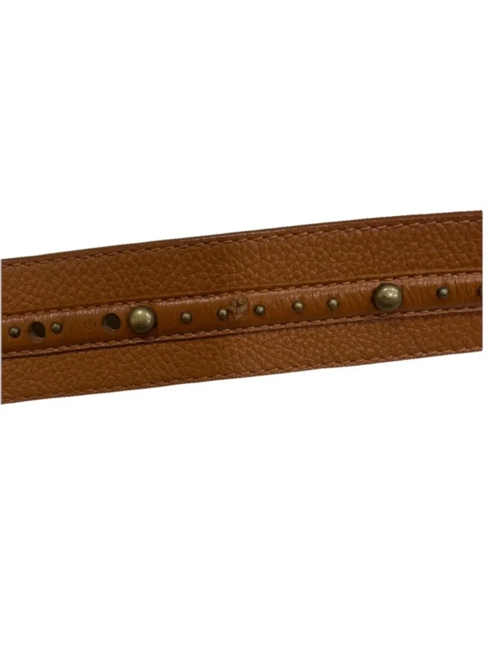 Michael Kors Wide Leather Studded Belt Tan Brown Size XL